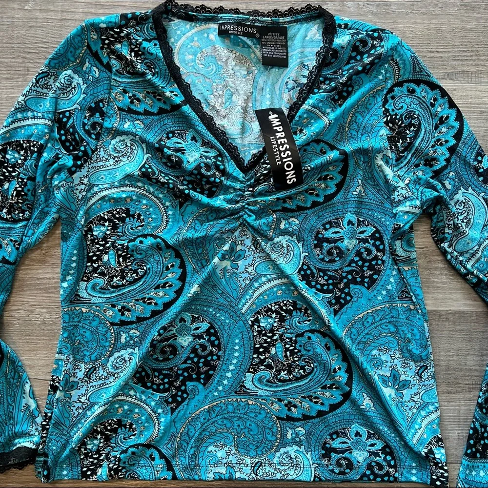 3/$25 NWT Impressions Lifestyle top LP - Picture 2 of 8